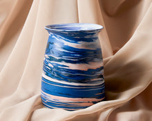 Load image into Gallery viewer, Blue, Peach & White Marbled Vase