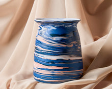 Load image into Gallery viewer, Blue, Peach & White Marbled Vase