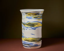 Load image into Gallery viewer, Tall Yellow &amp; Green Vase
