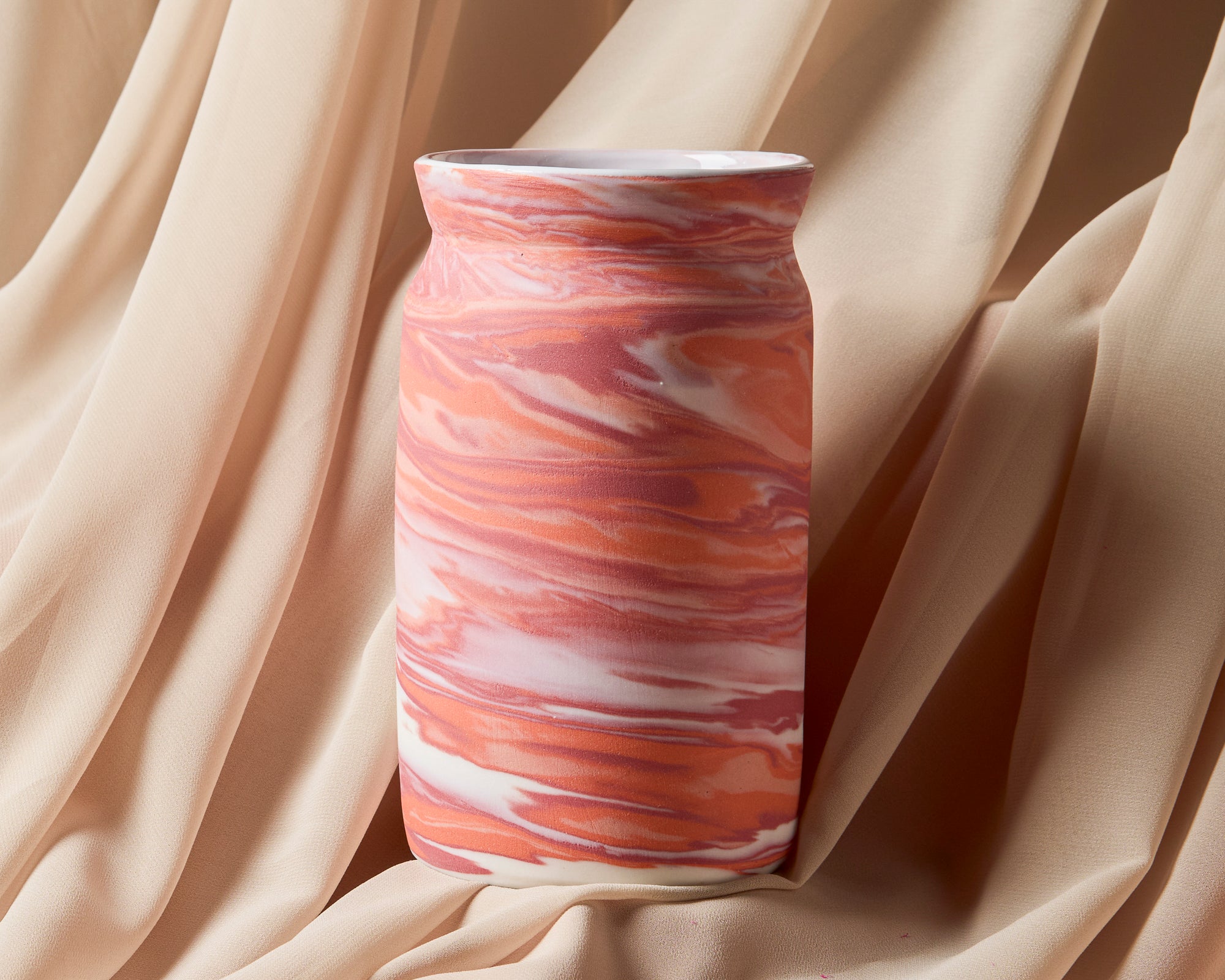 Pink, Orange, White & Speckled Vase