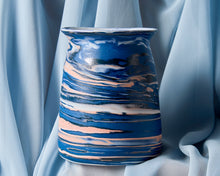 Load image into Gallery viewer, Blue, Peach &amp; White Marbled Vase
