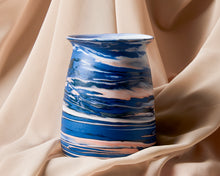 Load image into Gallery viewer, Blue, Peach &amp; White Marbled Vase
