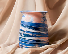 Load image into Gallery viewer, Blue, Peach &amp; White Marbled Vase
